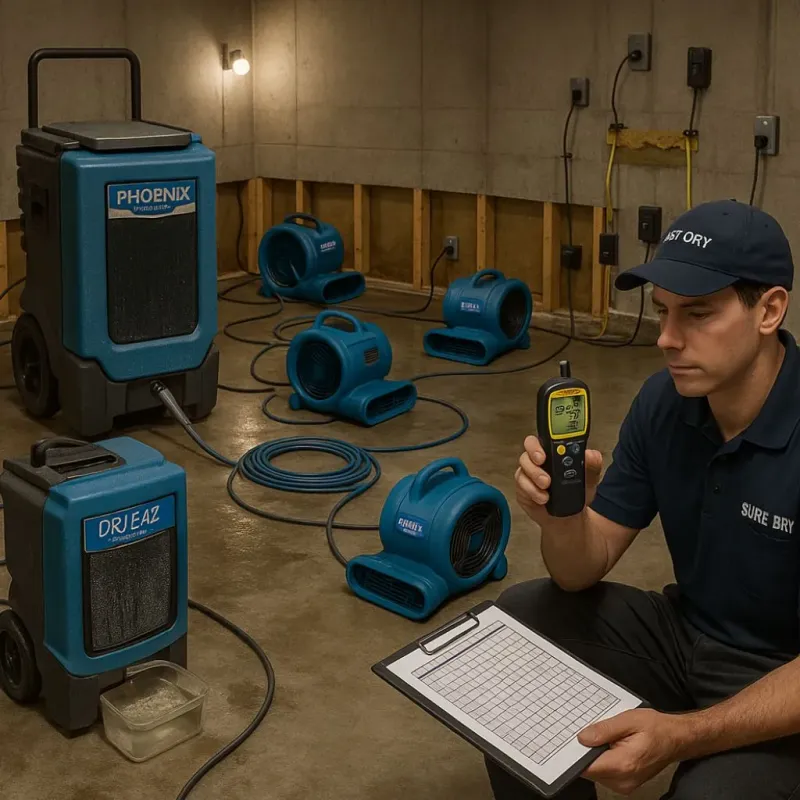 Structural Drying and Dehumidification process in Evansville, WY